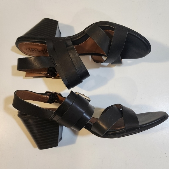 Euro Soft by Soft black leather heeled Strappy Sandals size 7M - Picture 7 of 11